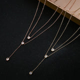 925 Silver Zircon Double Layer Long Necklaces Women Gift Fine Jewelry