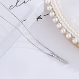 Geometric Cubic Zircon Necklace Silver Chain Charm Necklace