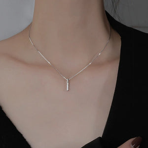 Geometric Cubic Zircon Necklace Silver Chain Charm Necklace