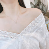 Geometric Cubic Zircon Necklace Silver Chain Charm Necklace