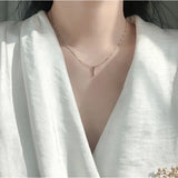 Geometric Cubic Zircon Necklace Silver Chain Charm Necklace