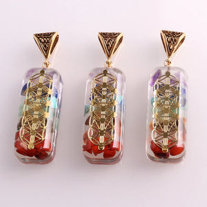 Orgonite Amulet Crystal Pendants Reiki Heal 7 Chakras Necklace