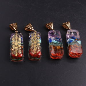 Orgonite Amulet Crystal Pendants Reiki Heal 7 Chakras Necklace