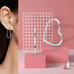 925 Silver Heart Hoop Earrings for Women Jewelry