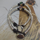 925 Silver Round Green Pink Crystal Bracelet - Niche Jewelry Gift