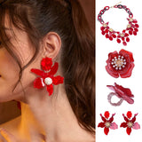Big Flowers Drop Earrings Resin Acrylic Dangle Jewelry