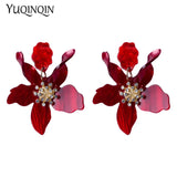 Big Flowers Drop Earrings Resin Acrylic Dangle Jewelry