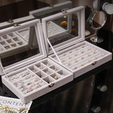 Velvet Jewelry Display Box Organizer for Rings Earrings Necklaces