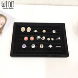Portable Velvet Jewelry Ring Display Case Earring Storage Organizer