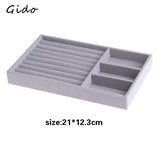 Portable Velvet Jewelry Ring Display Organizer Box Earring Storage Case