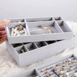 Velvet Jewelry Ring Display Organizer Box - Earring Storage Case