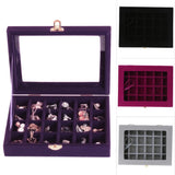 Portable Velvet Jewelry Ring Display Box Tray Holder