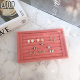 Portable Velvet Jewelry Ring Display Case Earring Storage Organizer