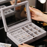 Velvet Jewelry Display Box Organizer for Rings Earrings Necklaces