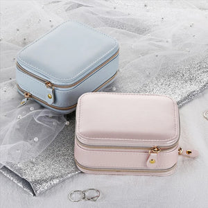 Portable Velvet Jewelry Ring Display Box Earring Storage Case