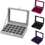 Portable Velvet Jewelry Ring Display Box Tray Holder