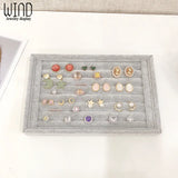 Portable Velvet Jewelry Ring Display Case Earring Storage Organizer