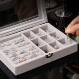 Velvet Jewelry Display Box Organizer for Rings Earrings Necklaces