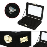 Portable Velvet Jewelry Ring Display Box Tray Holder