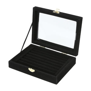 Portable Velvet Jewelry Ring Display Box Tray Holder