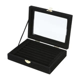 Portable Velvet Jewelry Ring Display Box Tray Holder