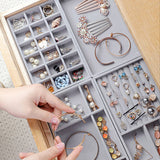 Velvet Jewelry Ring Display Organizer Box - Earring Storage Case