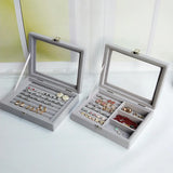 Velvet Jewelry Display Box Organizer for Rings Earrings Necklaces