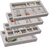 Portable Velvet Jewelry Ring Display Organizer Box Holder Earring Storage