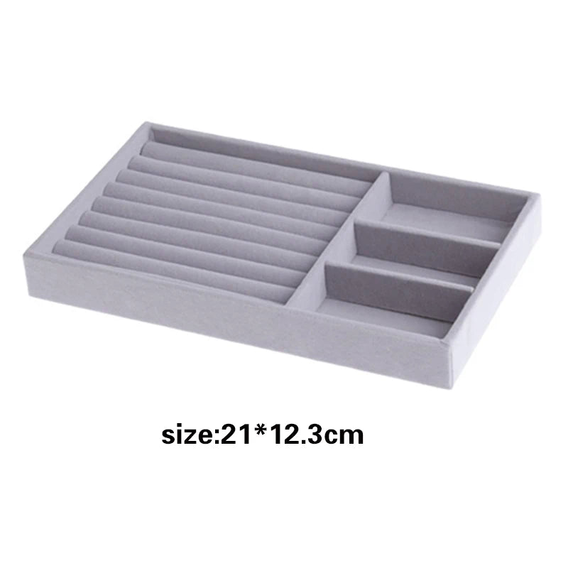 Portable Velvet Jewelry Ring Display Organizer Box Earring Storage Case