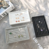 Portable Velvet Jewelry Ring Display Case Earring Storage Organizer