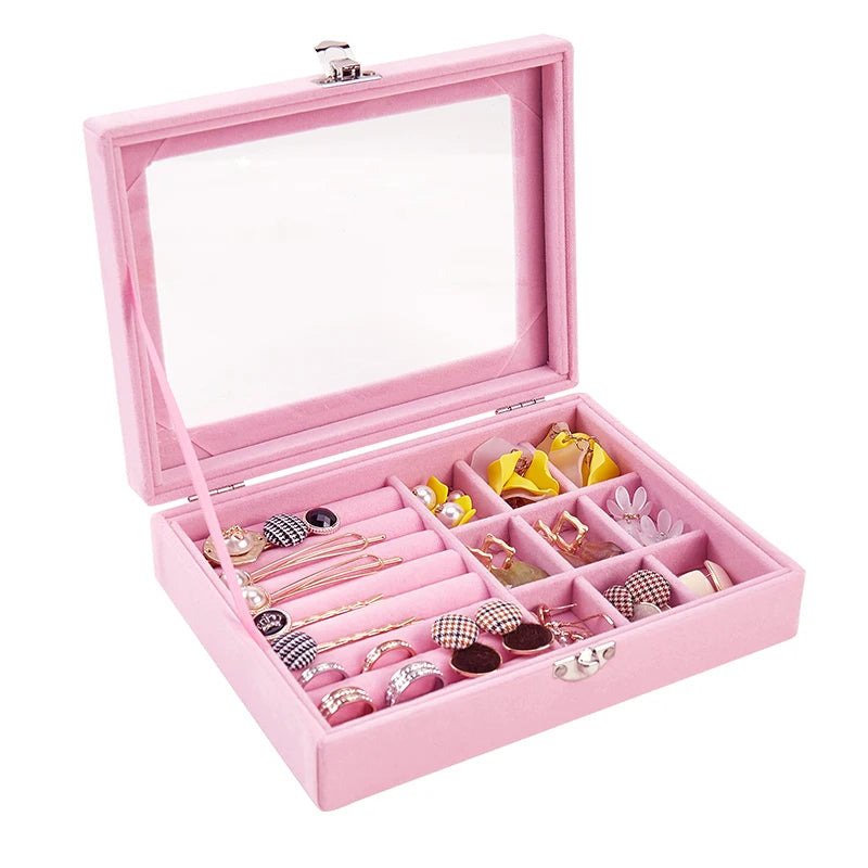 Velvet Jewelry Ring Display Box Tray Holder