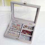 Velvet Jewelry Display Box Organizer for Rings Earrings Necklaces