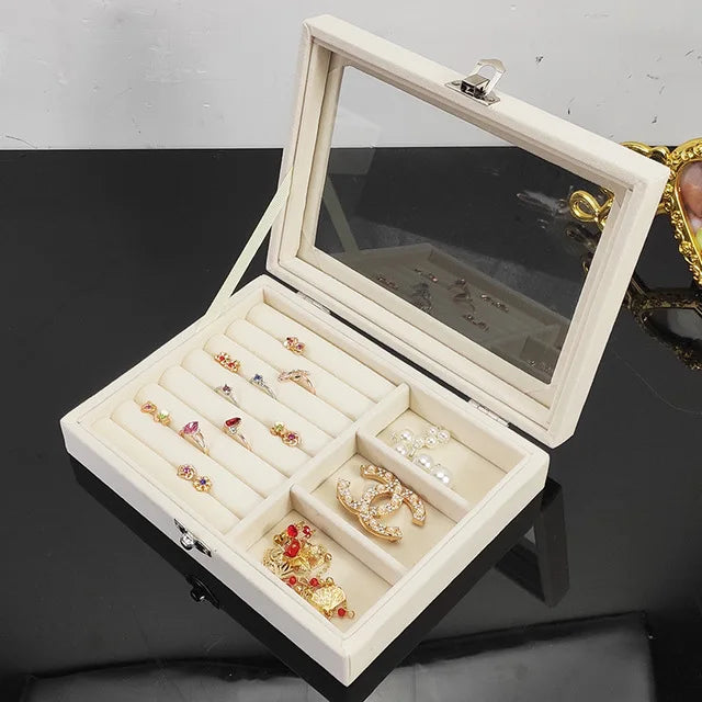 Portable Velvet Jewelry Ring Earring Holder