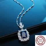 S925 Sterling Silver Radian Cut High Carbon Diamond Ruby Pendant Necklace