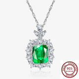S925 Sterling Silver Diamond Turquoise Pendant Necklace