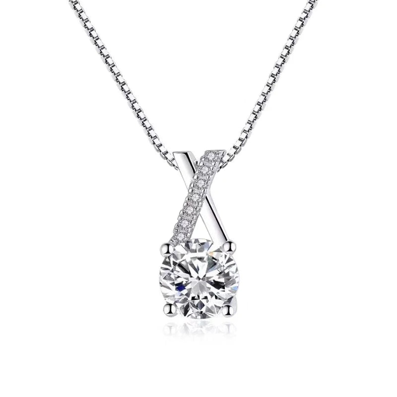 S925 Sterling Silver X-Shaped Zircon Choker CZ Necklaces