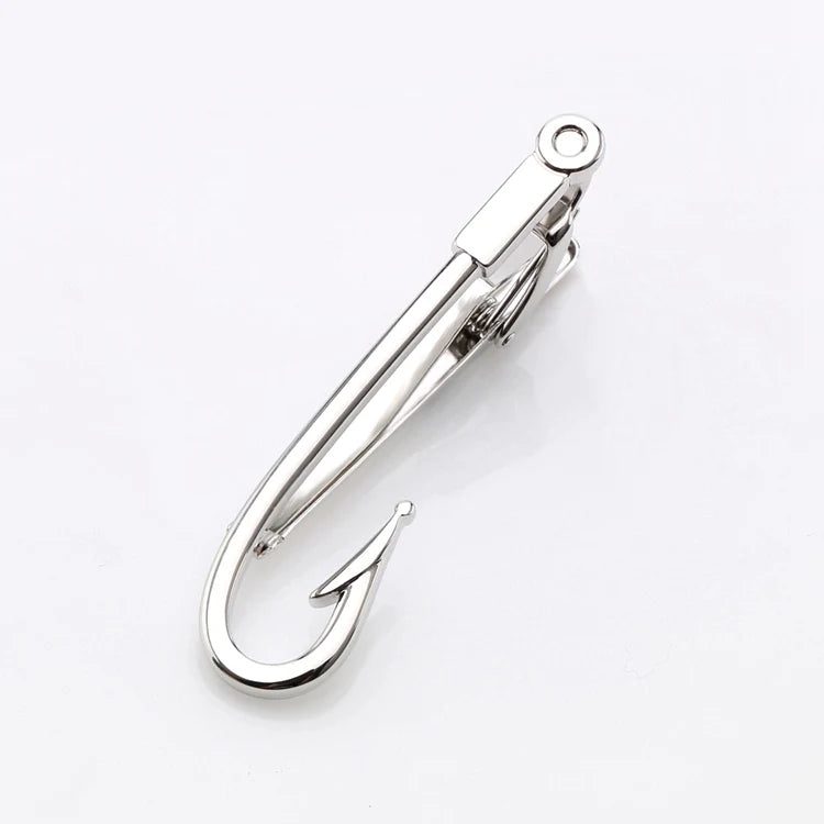 Silver Hook Tie Clips Mens Wedding Slim Tie Bar
