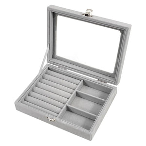 Velvet Jewelry Box European Organizer Case Makeup Ring Necklace Showcase