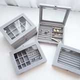 Velvet Jewelry Box European Organizer Case Makeup Ring Necklace Showcase