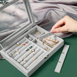 Velvet Jewelry Box European Organizer Case Makeup Ring Necklace Showcase