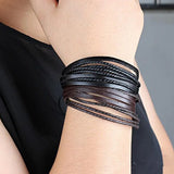 Hand-Woven Leather Bracelet Multilayer Wrap Wristband