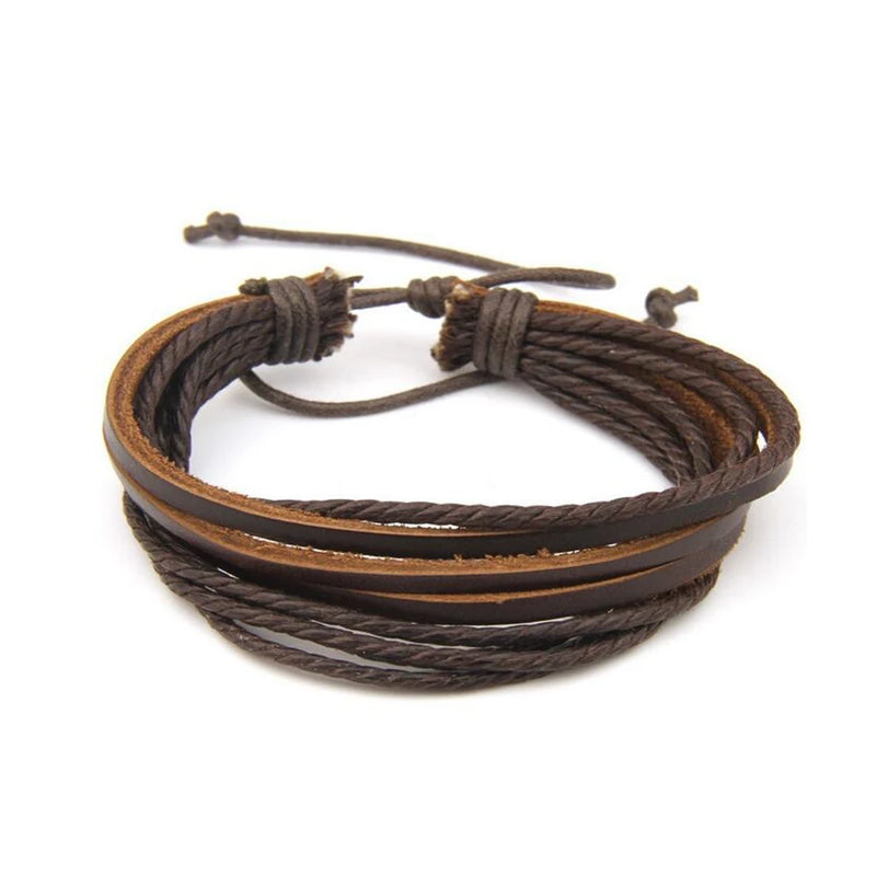Hand-Woven Leather Bracelet Multilayer Wrap Wristband