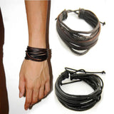 Hand-Woven Leather Bracelet Multilayer Wrap Wristband