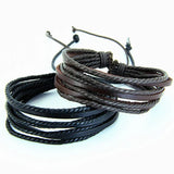 Hand-Woven Leather Bracelet Multilayer Wrap Wristband