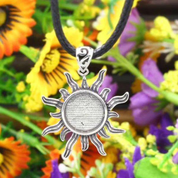 Sterling Silver Sun Flame 12mm Pendant Blank for Round Base Tray