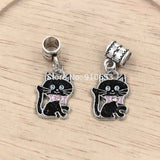 30pcs ENAMEL Bowtie Cat Dangle Bead European Charm Bracelets