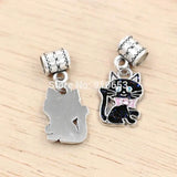 30pcs ENAMEL Bowtie Cat Dangle Bead European Charm Bracelets