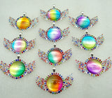 8pcs Natural Stone Quartz Crystal Opal Amethyst Round Shaped Pendant