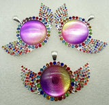 8pcs Natural Stone Quartz Crystal Opal Amethyst Round Shaped Pendant