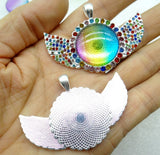 8pcs Natural Stone Quartz Crystal Opal Amethyst Round Shaped Pendant